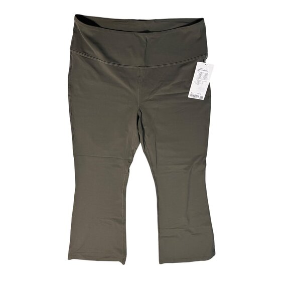 Lululemon Groove Super-High-Rise Flared Leggings Size 18 Dark Olive Nulu Fabric - Picture 2 of 6